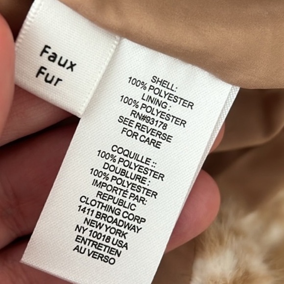 π₯SALE PRICEπ₯ Elie Tahari Faux Fur Double Breasted Coat Camel & White Large NWT - Picture 6 of 12